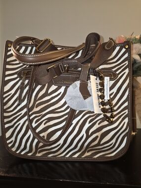 Steve Madden Brown Zebra Print Tote Bag